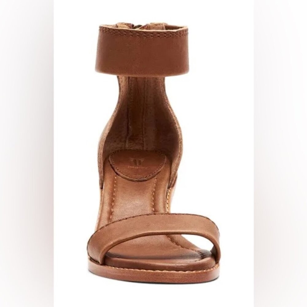 Frye Women's Brielle Tan Brown Leather Block Heel - Picture 12 of 13